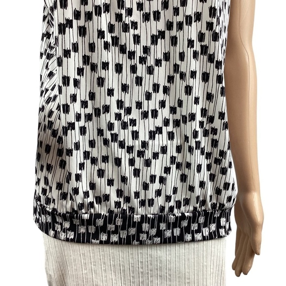 Worthington Top Size PL Black White Print Sleeveless - Picture 3 of 7